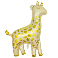 Шар с клапаном (15"/38 см) Мини-фигура, Жираф, Белое Золото, 1 шт.